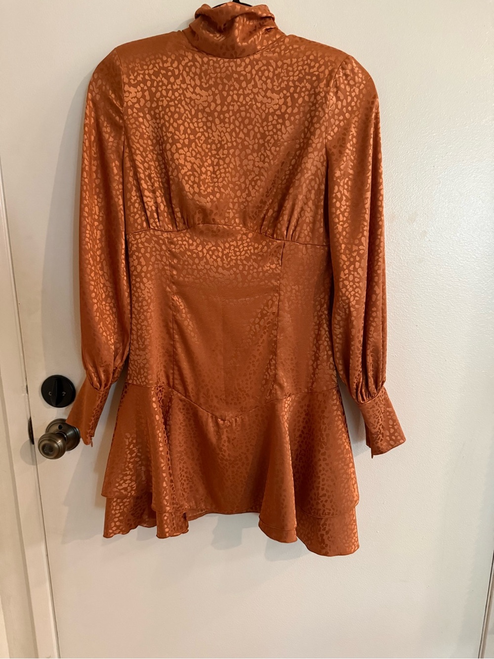 Karen Millen Copper Satin Jacquard Mini Dress UK 8